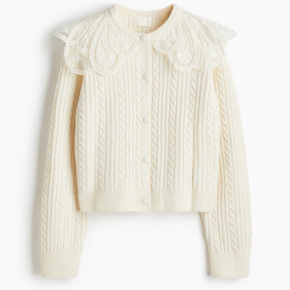 H&M cream Cable Knit Sweater